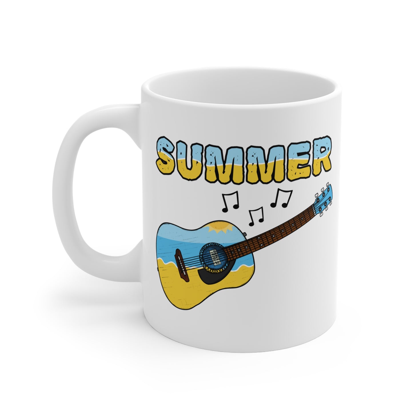 Acoustic Guitar Summer Mug - Guitarist Gift - Guitar Teacher Mug