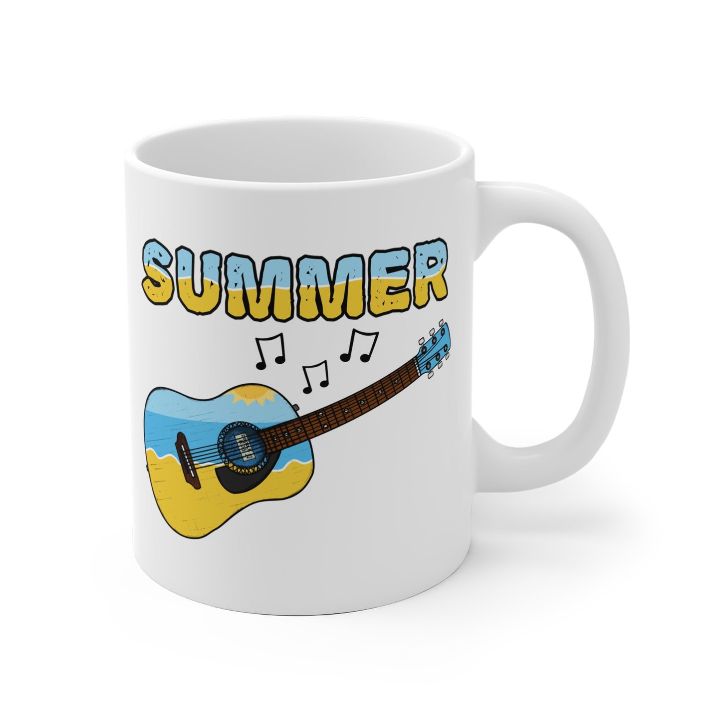 Acoustic Guitar Summer Mug - Guitarist Gift - Guitar Teacher Mug
