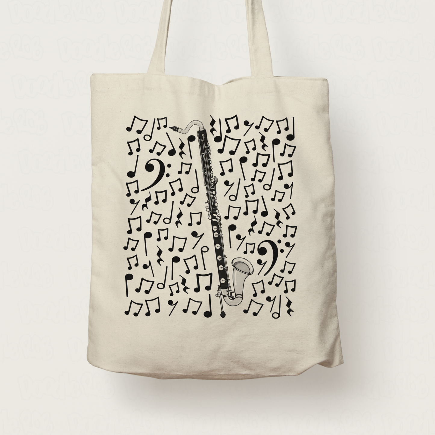 Bass Clarinet Musical Notes Tote Bag - Gift For Clarinetist - Woodwind Musician Orchestra Gift