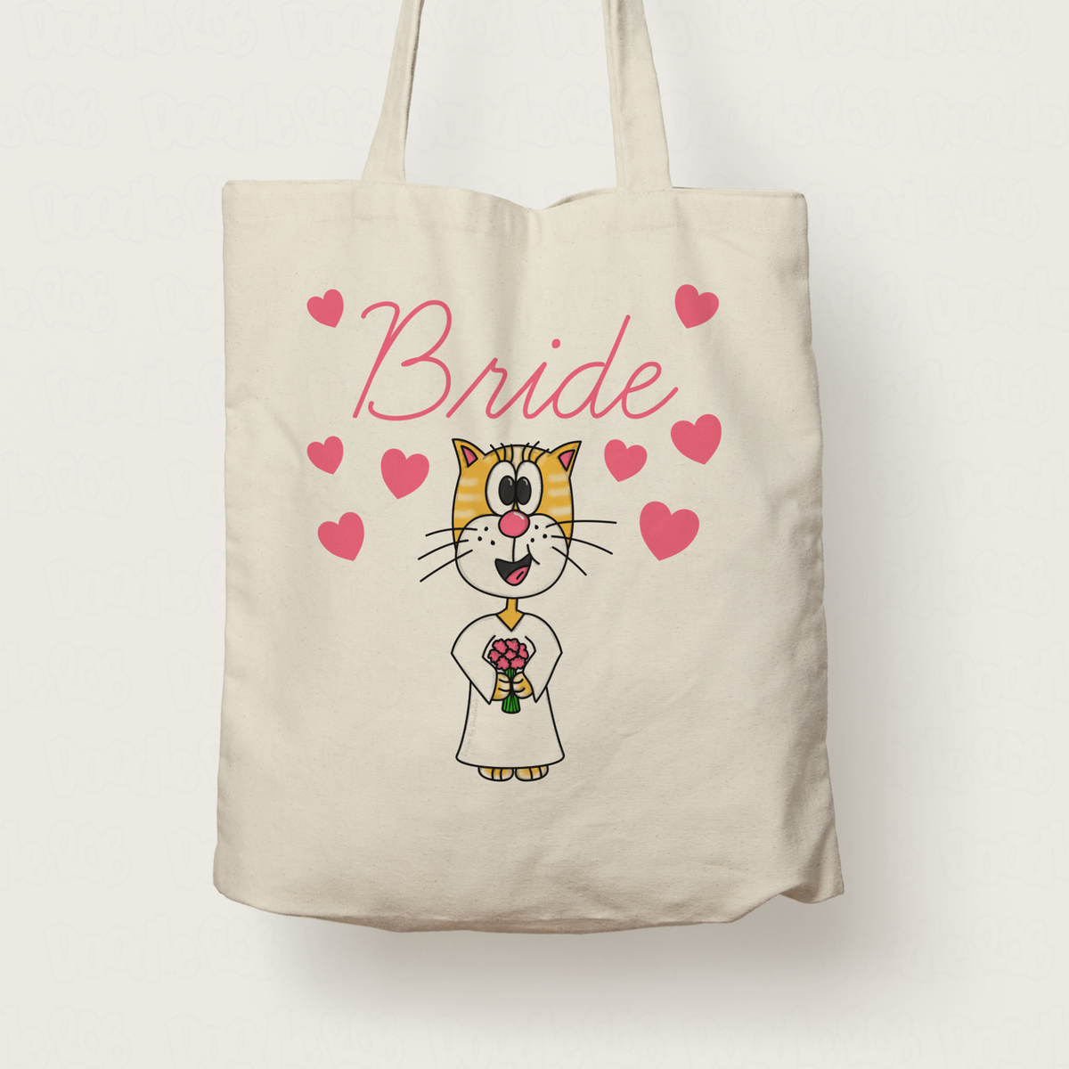 Cat Bride Tote Bag - Bridal Gift For Cat Lover - Cute Hen Party Gift For Bride