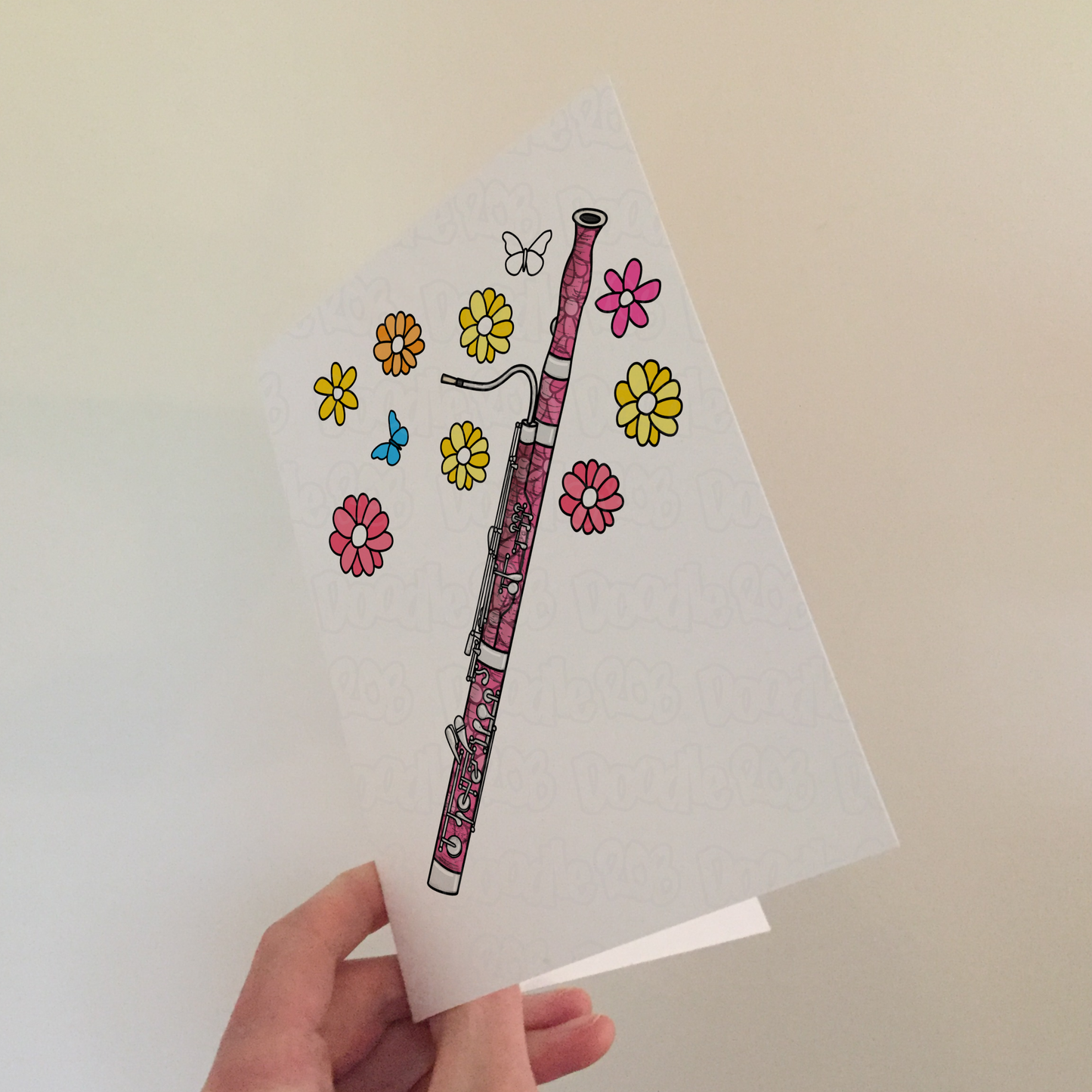 Floral Bassoon Greeting Card - Female Bassoonist