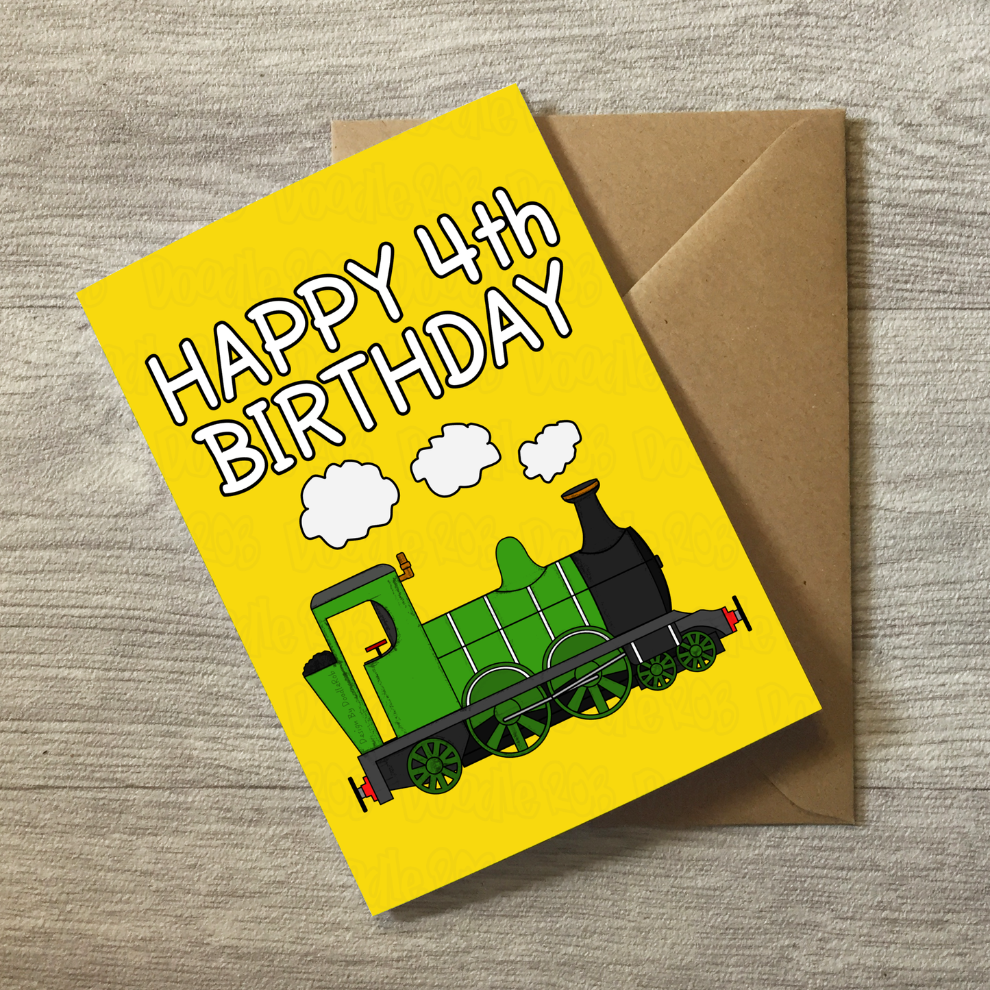 Train 4th Birthday Card - 4 Year Old Boy - Steam Train Card