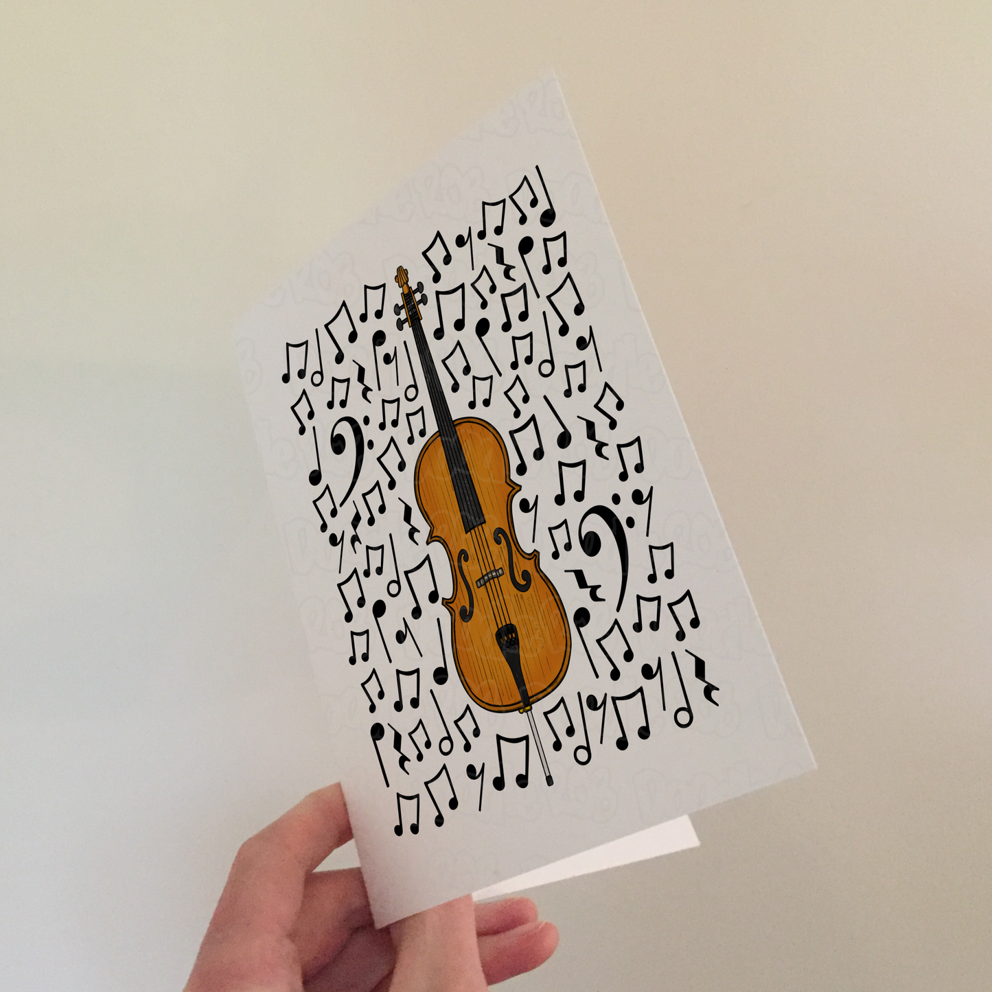Cello Greeting Card (Musical Notes) - Cellist Birthday Card - Music Teacher Card