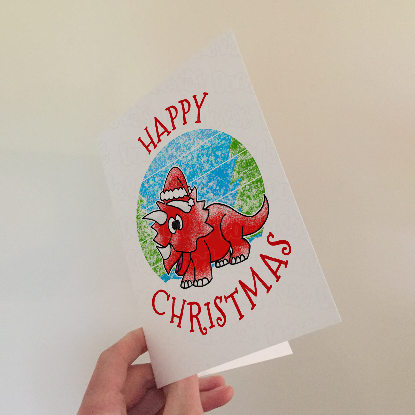 Triceratops Christmas Card - Dinosaur Xmas Card - Boys Christmas Card