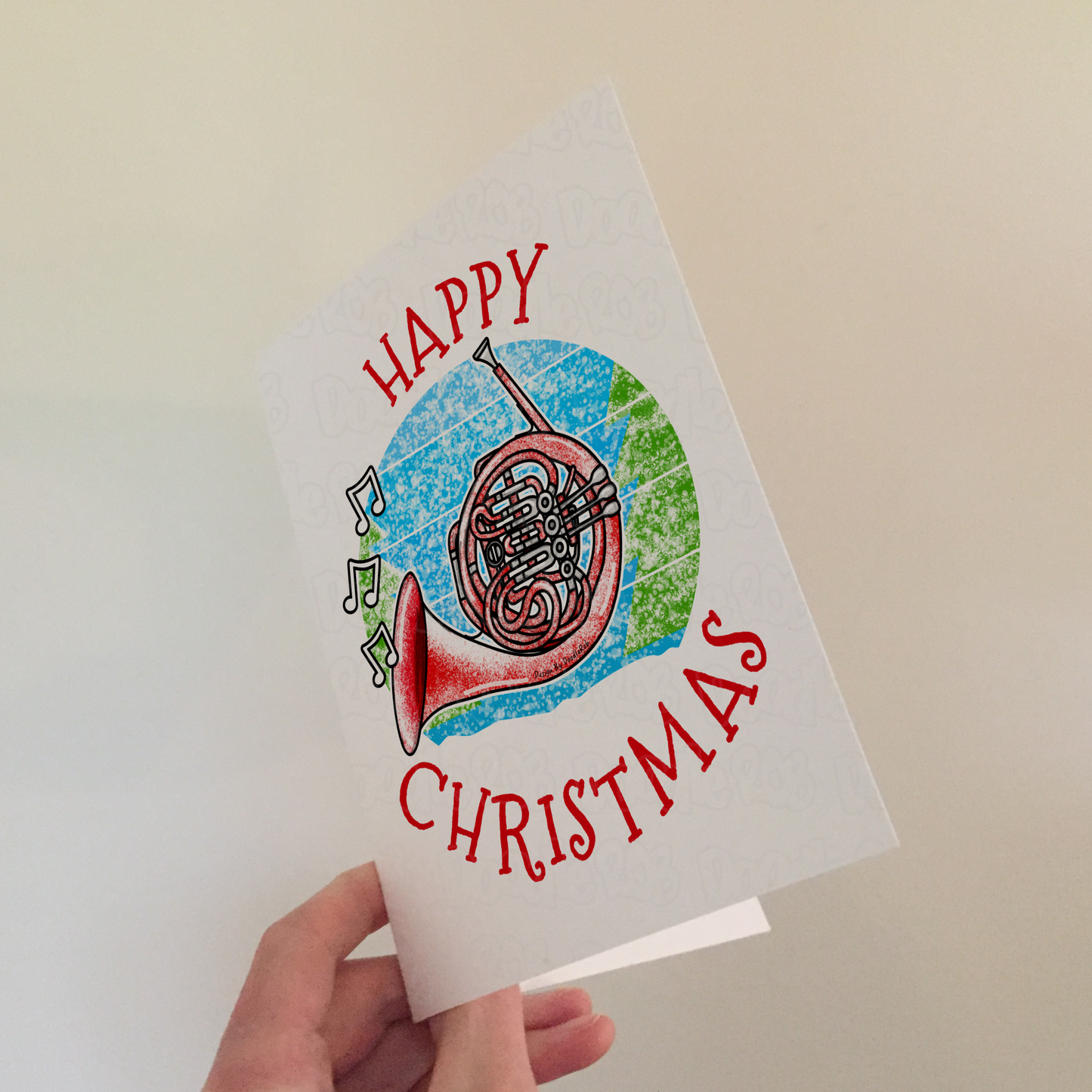 French Horn Christmas Card - Horn Player Xmas Card - Brass Musician Christmas Card