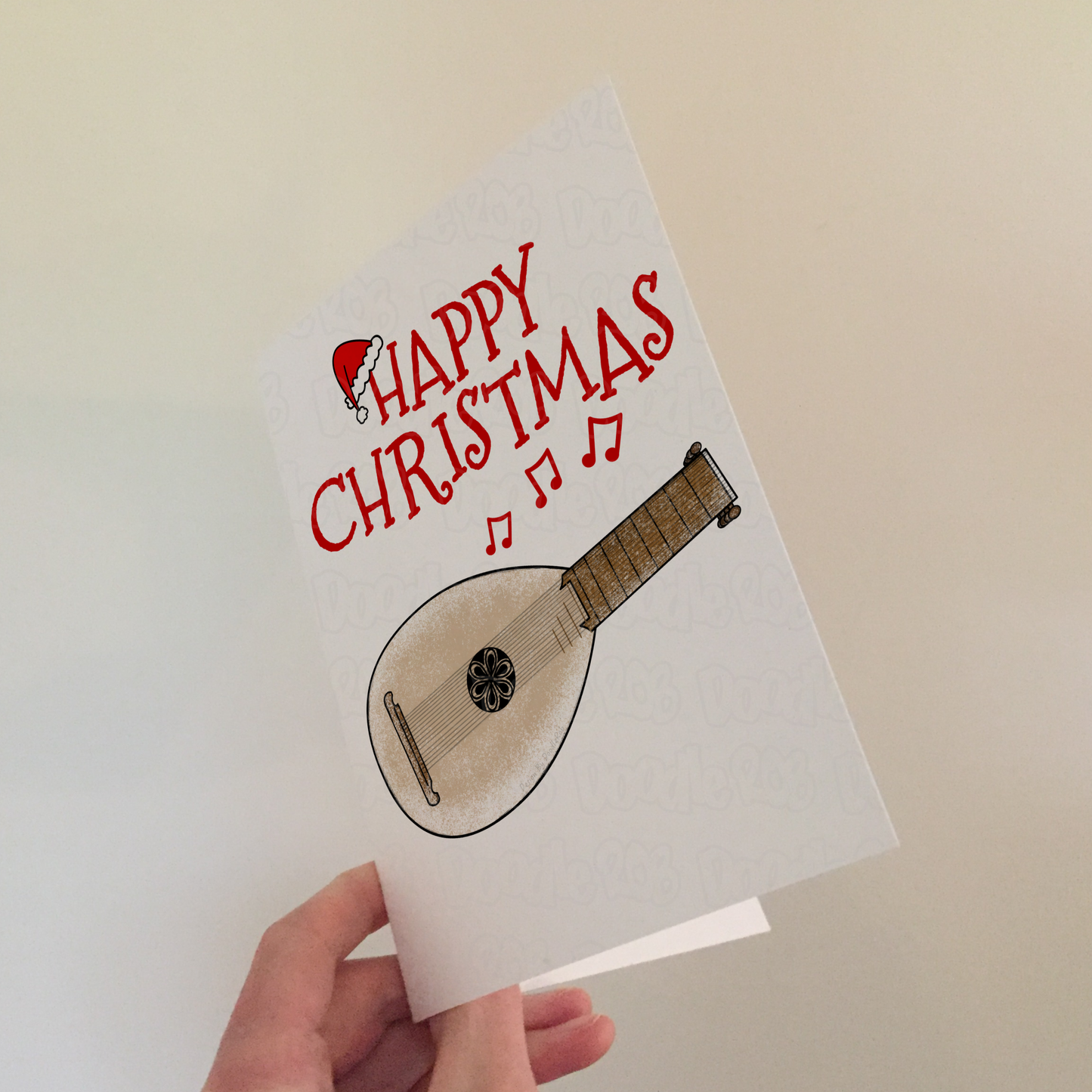 Lute Christmas Card - Xmas Card For Lutenist - Folk Musician Greeting Card