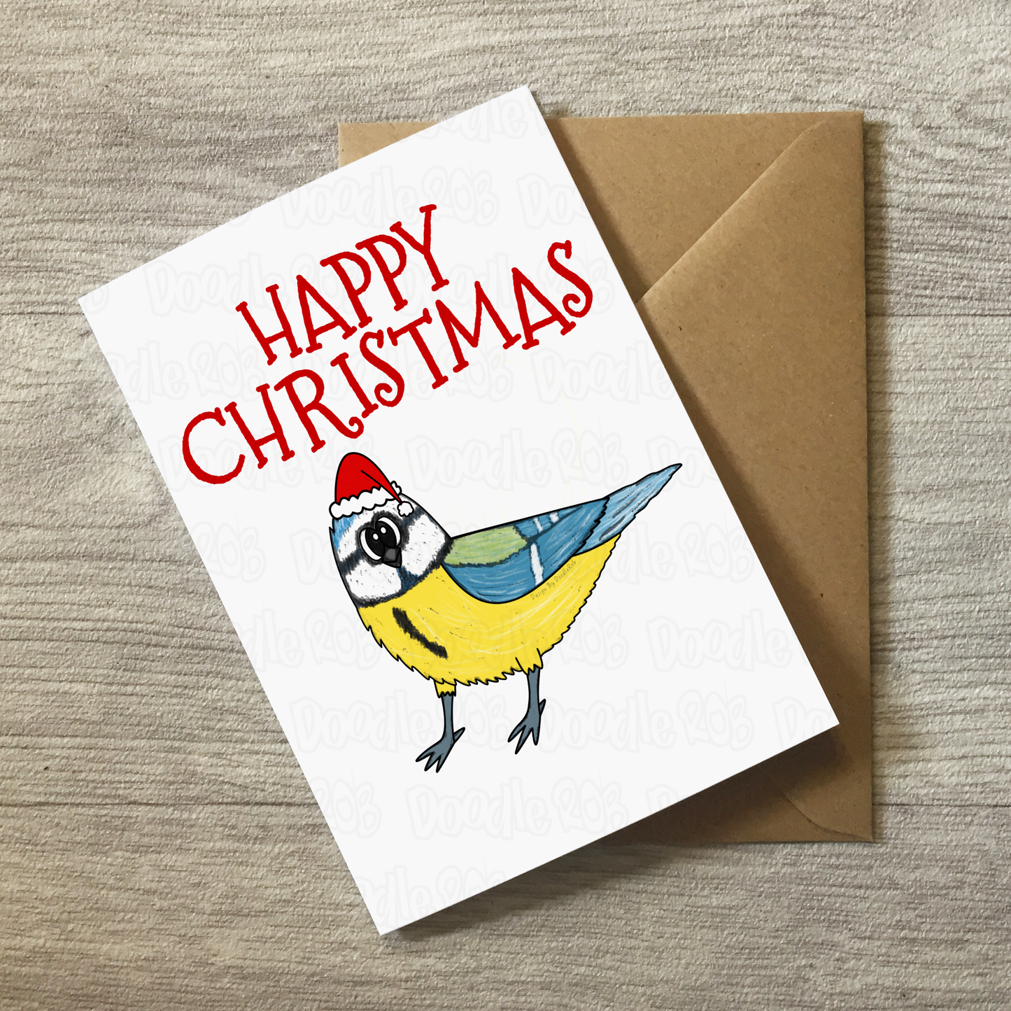 Blue Tit Bird Christmas Card - Bird Watcher Xmas Card