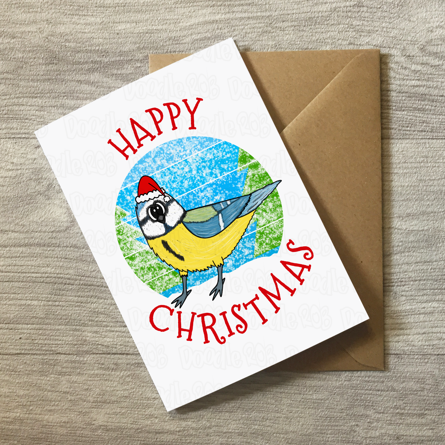 Blue Tit Bird Christmas Card (Snow) - Bird Watcher Xmas Card