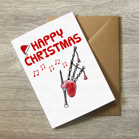 Bagpipes Christmas Card - Piper Xmas Card - Scottish Musician Christmas Card