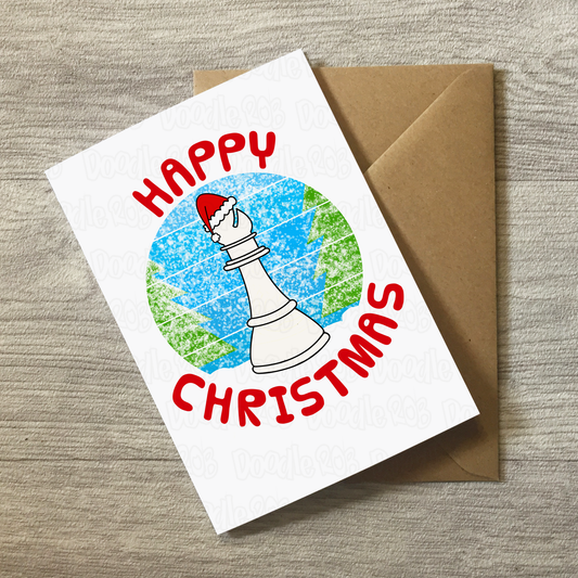 Chess Christmas Card - Chess Bishop Greeting Card - Chess Player Xmas Card