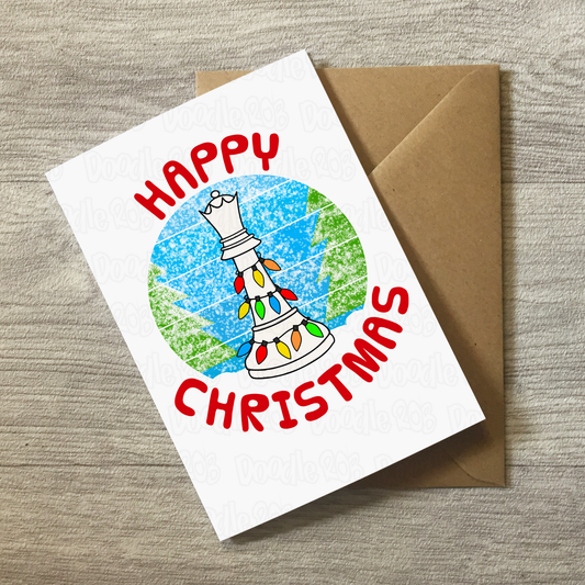 Chess Christmas Card - Queen Chess Piece Greeting Card - Chess Player Xmas Card