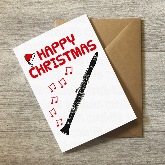 Clarinet Christmas Card - Clarinetist Xmas Card - Music Teacher Christmas Card