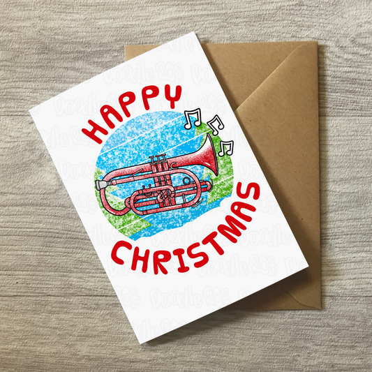 Cornet Player Christmas Card - Cornetist Xmas Card - Brass Musician Christmas Card