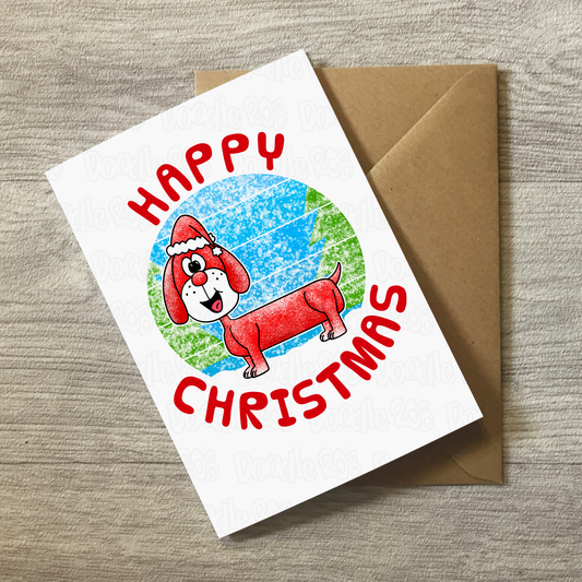 Dachshund Christmas Card - Dog Lover Xmas Card - Sausage Dog Greeting Card