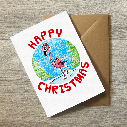 Flamingo Christmas Card - Wildlife Lover Xmas Card - Animal Christmas Card