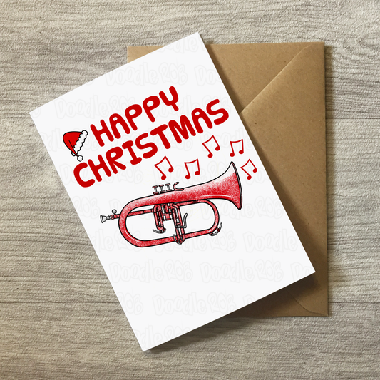 Flugelhorn Christmas Card - Horn Player Card - Brass Musician Xmas Card