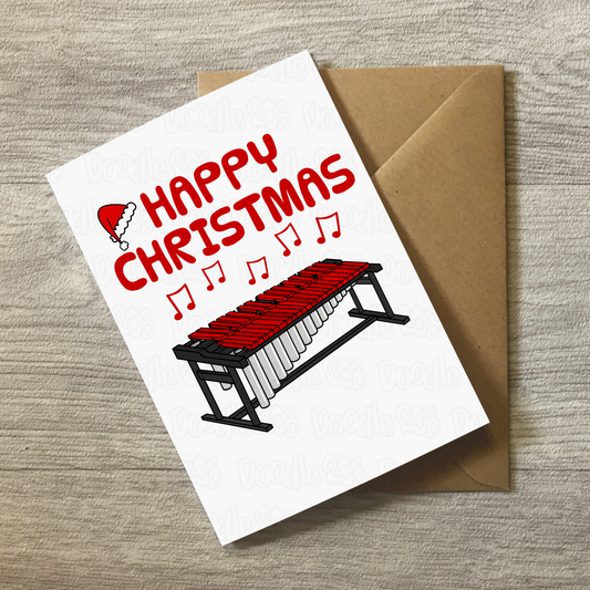 Marimba Christmas Card - Xmas Card For Marimbist - Percussionist Greeting Card