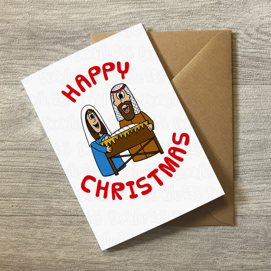Christmas Nativity Card - Mary, Joseph and Baby Jesus - Church Christmas Card