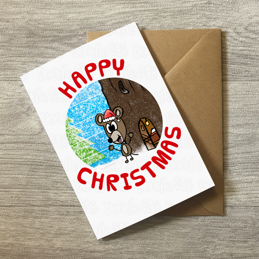 Mouse Christmas Card - Wildlife Lover Xmas Card - Nature Christmas Card