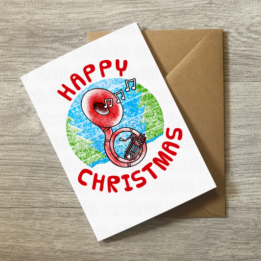 Sousaphone Christmas Card - Sousaphonist Xmas Card - Brass Musician Christmas Card