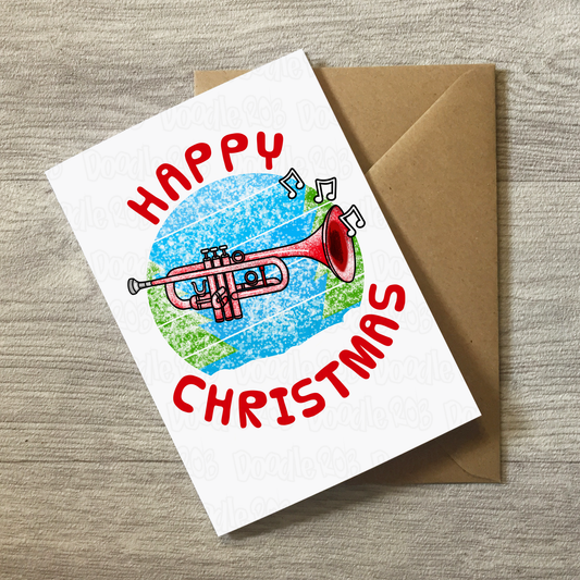 Trumpet Christmas Card - Trumpeter Xmas Card - Brass Musician Christmas Card