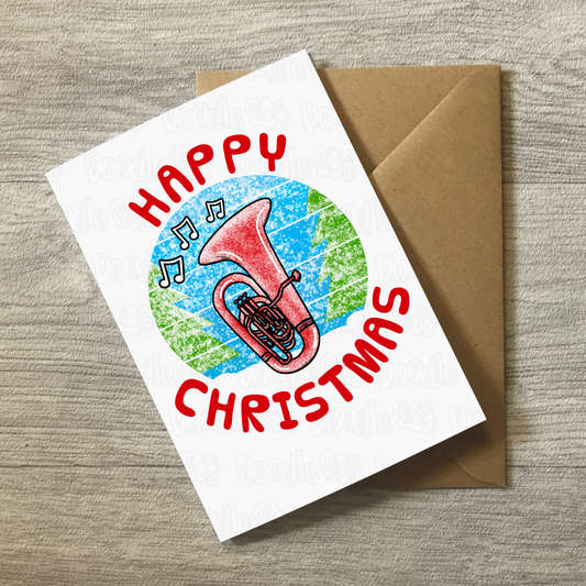 Tuba Christmas Card - Tubaist Xmas Card - Brass Musician Christmas Card