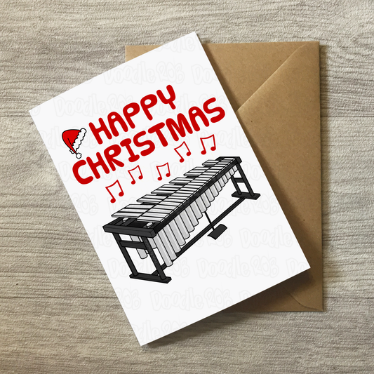 Vibraphone Christmas Card - Xmas Card For Vibraphonist - Percussionist Greeting Card