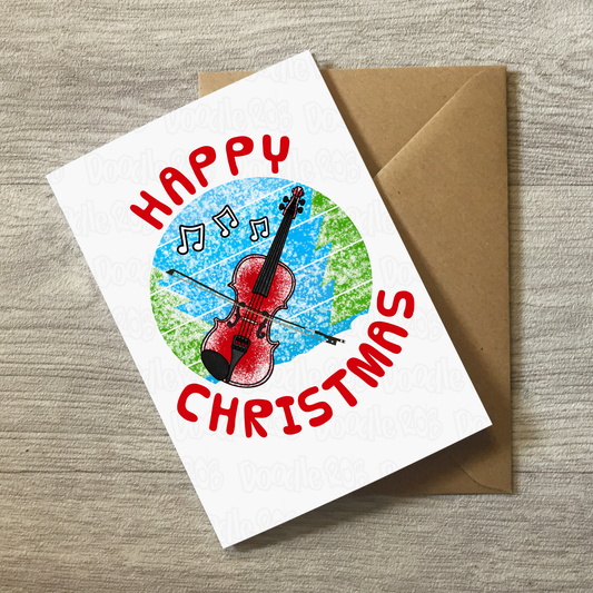 Violin Christmas Card - Violinist Xmas Card - Music Teacher Christmas Card