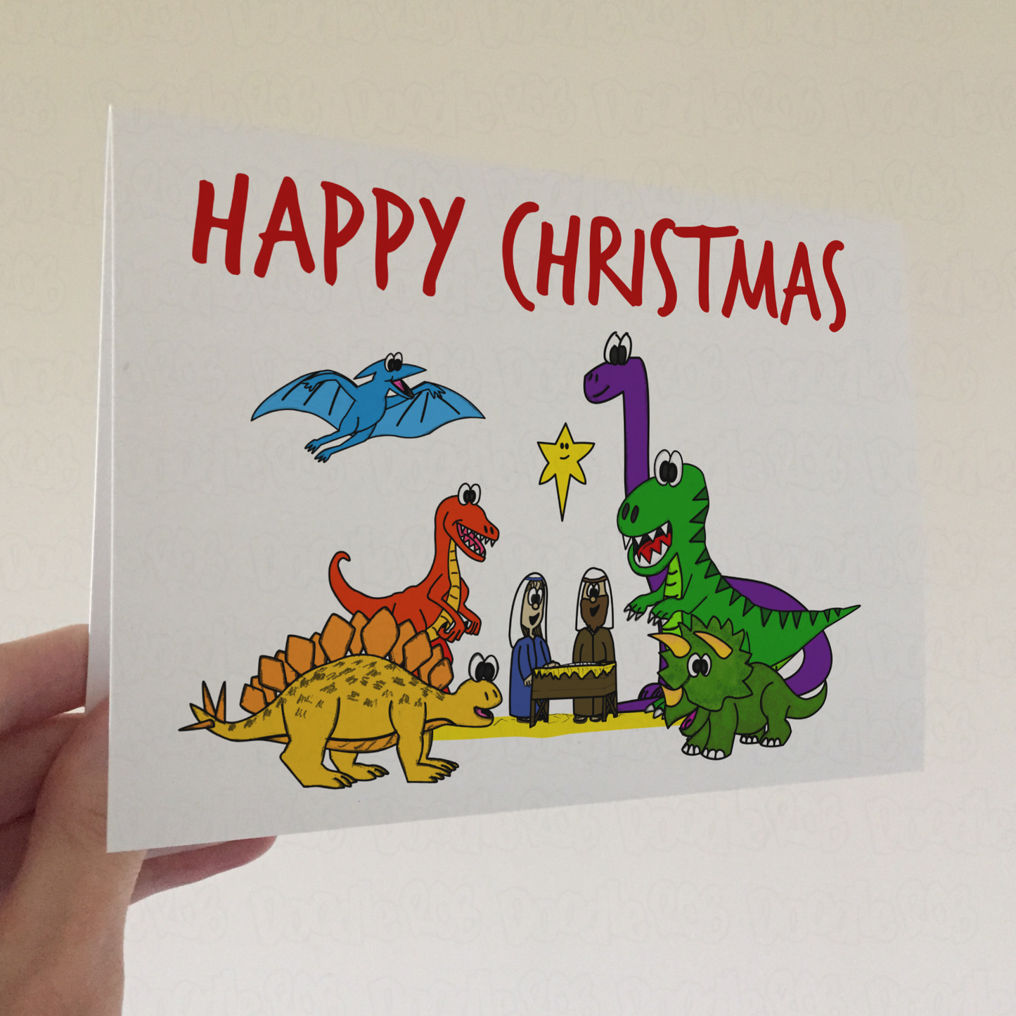Dinosaur Christmas Nativity Card - Funny Church Xmas Card - Dinosaur Christmas Card
