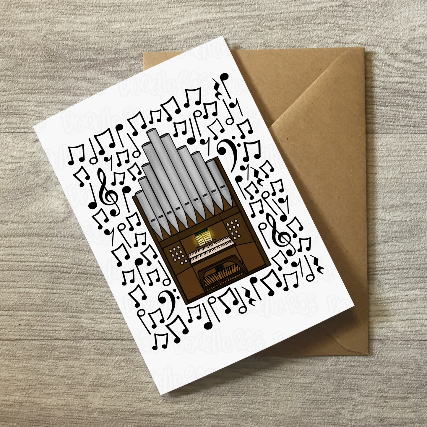 Organist Greeting Card (Musical Notes) - Church Organ Birthday Card - Organ Teacher Card