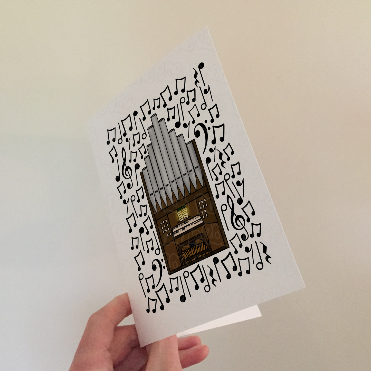 Organist Greeting Card (Musical Notes) - Church Organ Birthday Card - Organ Teacher Card