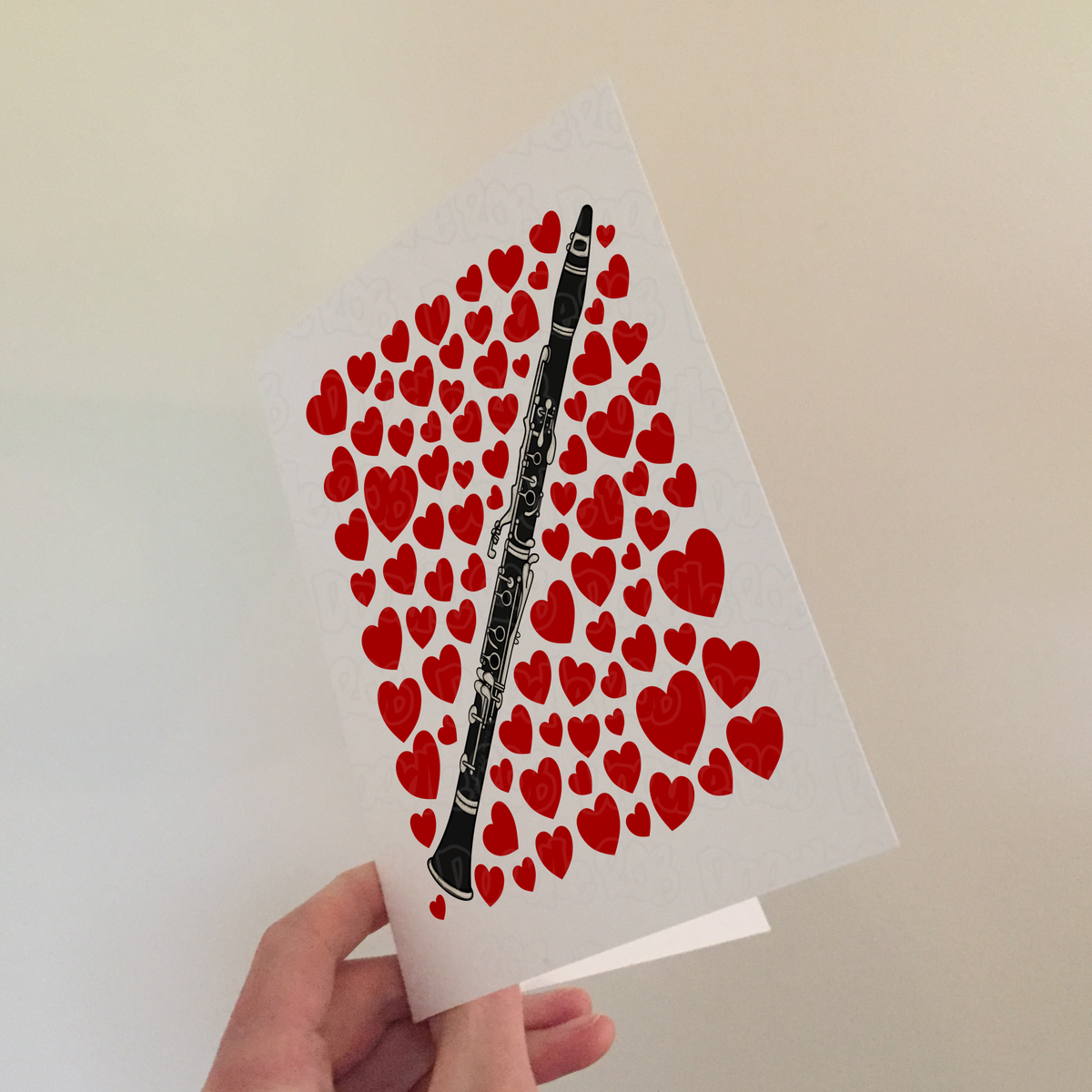 Clarinet With Hearts Greeting Card - Clarinetist Musician Valentines Anniversary Card