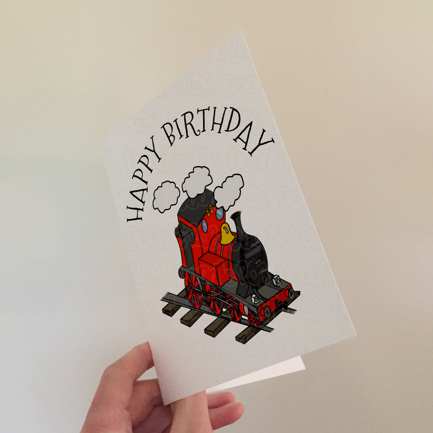Steam Train Birthday Card (Red) - Rail Enthusiast Greeting Card