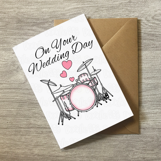 Drummer Wedding Card - On Your Wedding Day - Wedding Card For Musicians