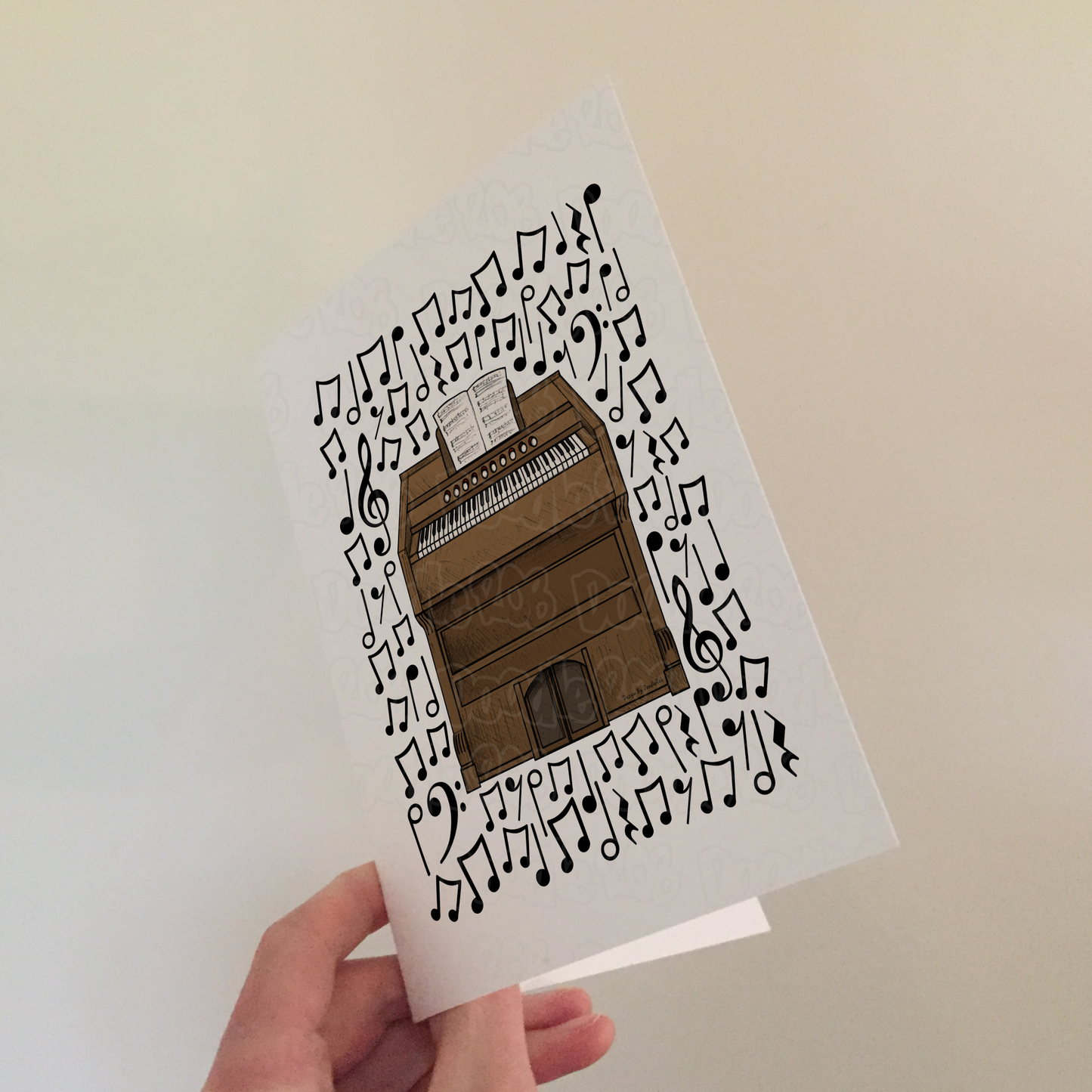 Harmonium Greeting Card (Musical Notes) - Harmoniumist Birthday Card - Church Organist Card