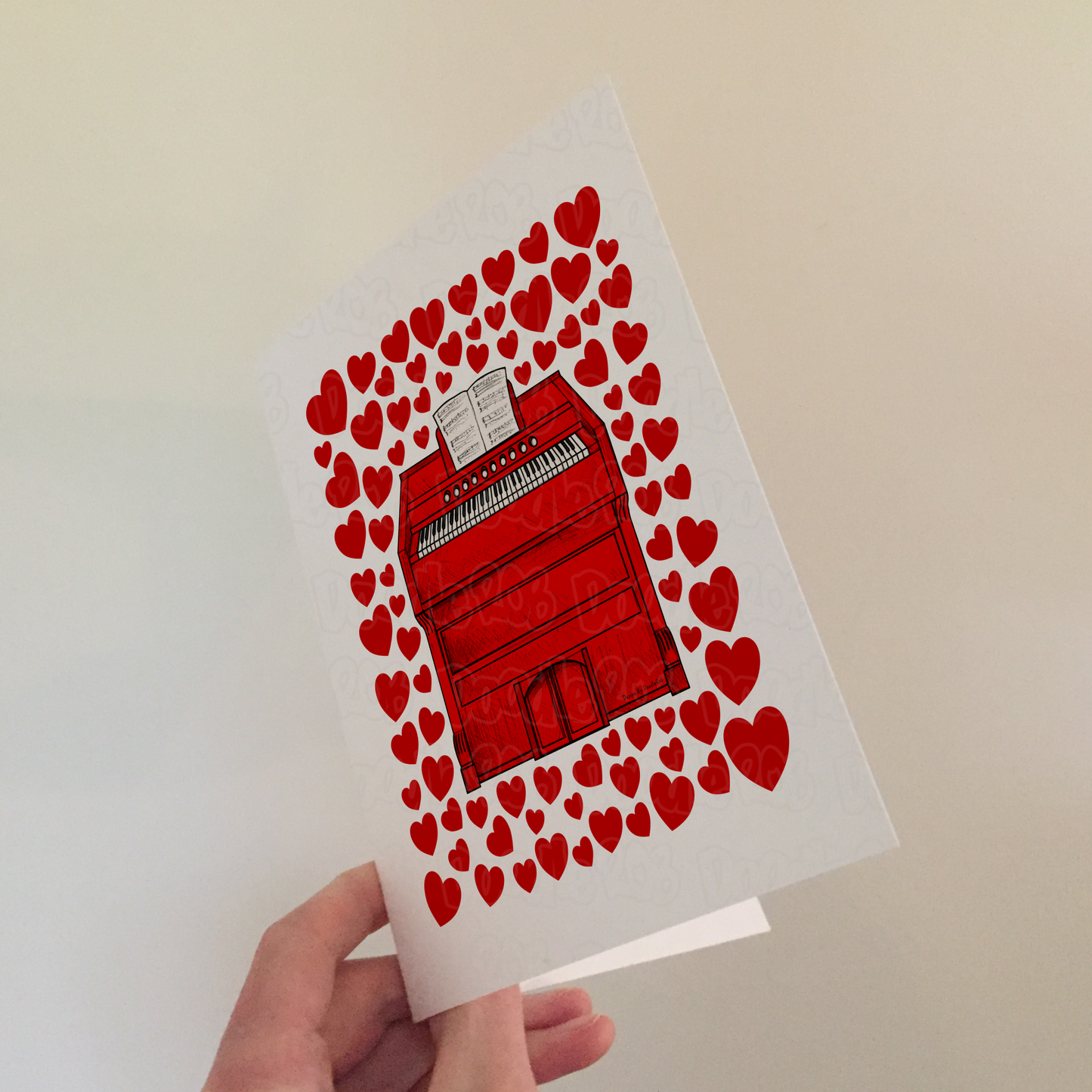 Harmonium With Hearts Greeting Card - Harmoniumist Musician Valentines Anniversary Card
