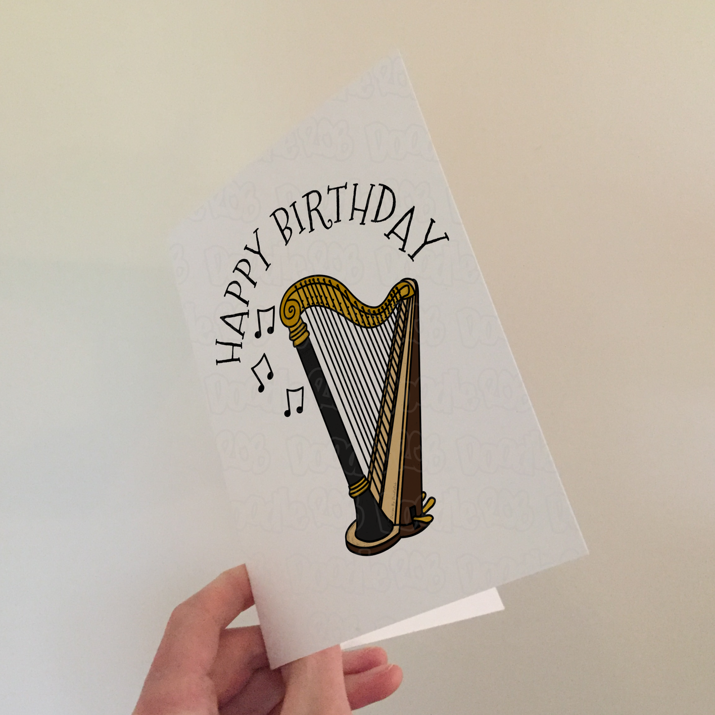 Harp Birthday Card - Harpist Birthday - String Musician Greeting Card