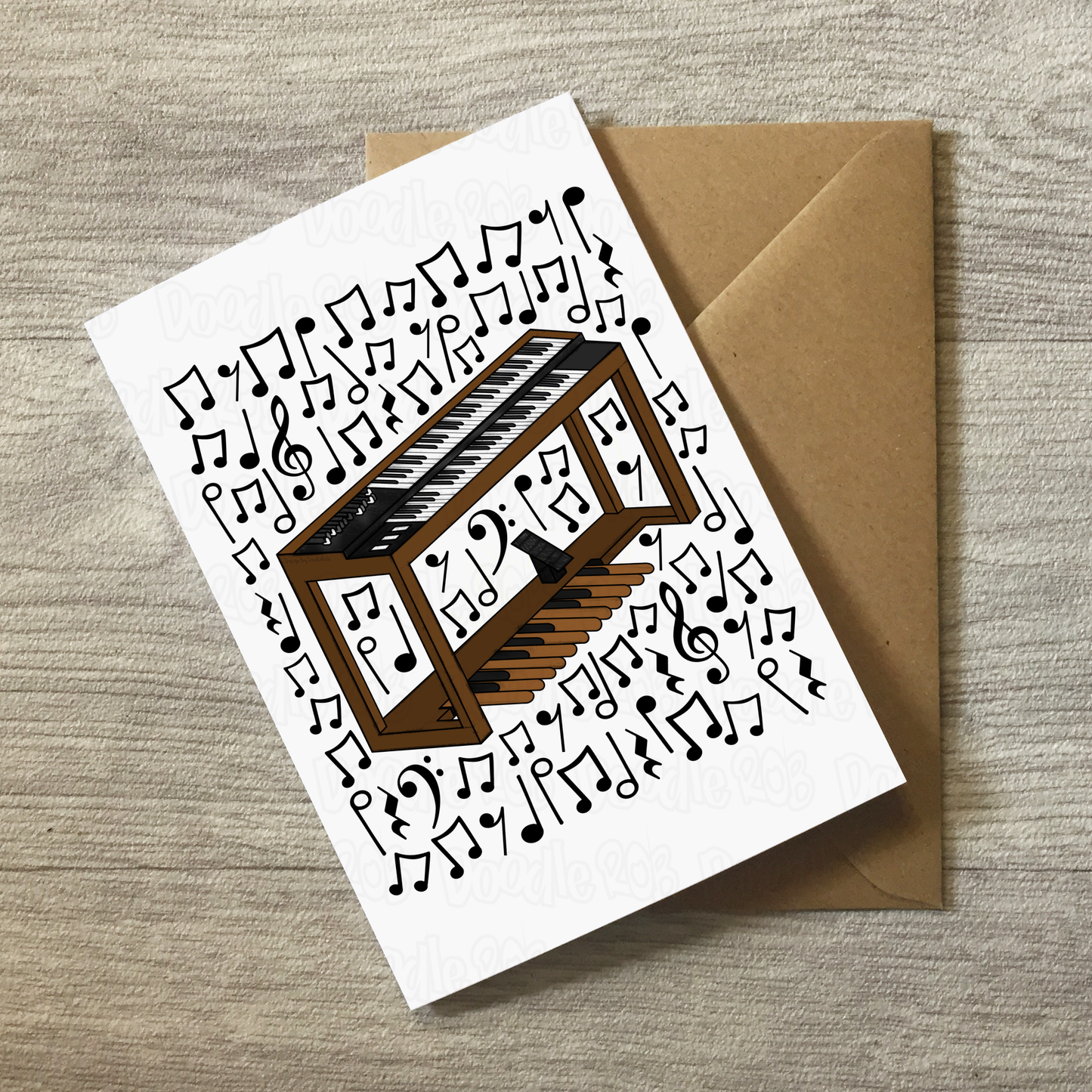 Organist Greeting Card (Musical Notes) - Jazz Organ Greeting Card