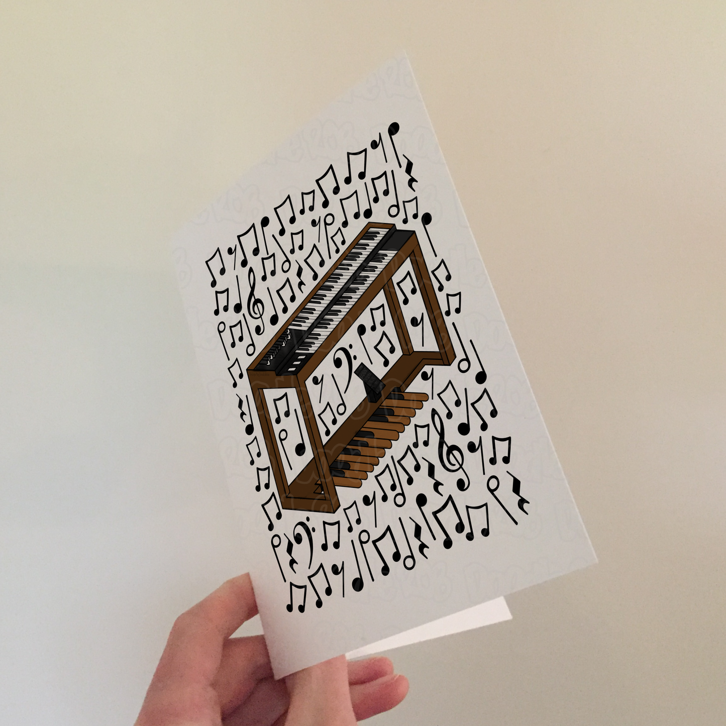 Organist Greeting Card (Musical Notes) - Jazz Organ Greeting Card