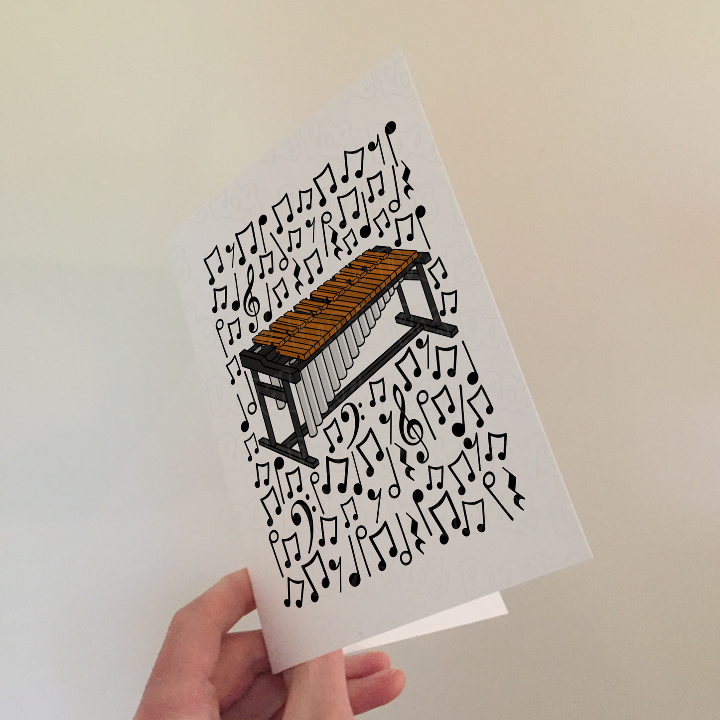 Marimba Greeting Card (Musical Notes) - Marimbist Birthday Card - Percussionist Card