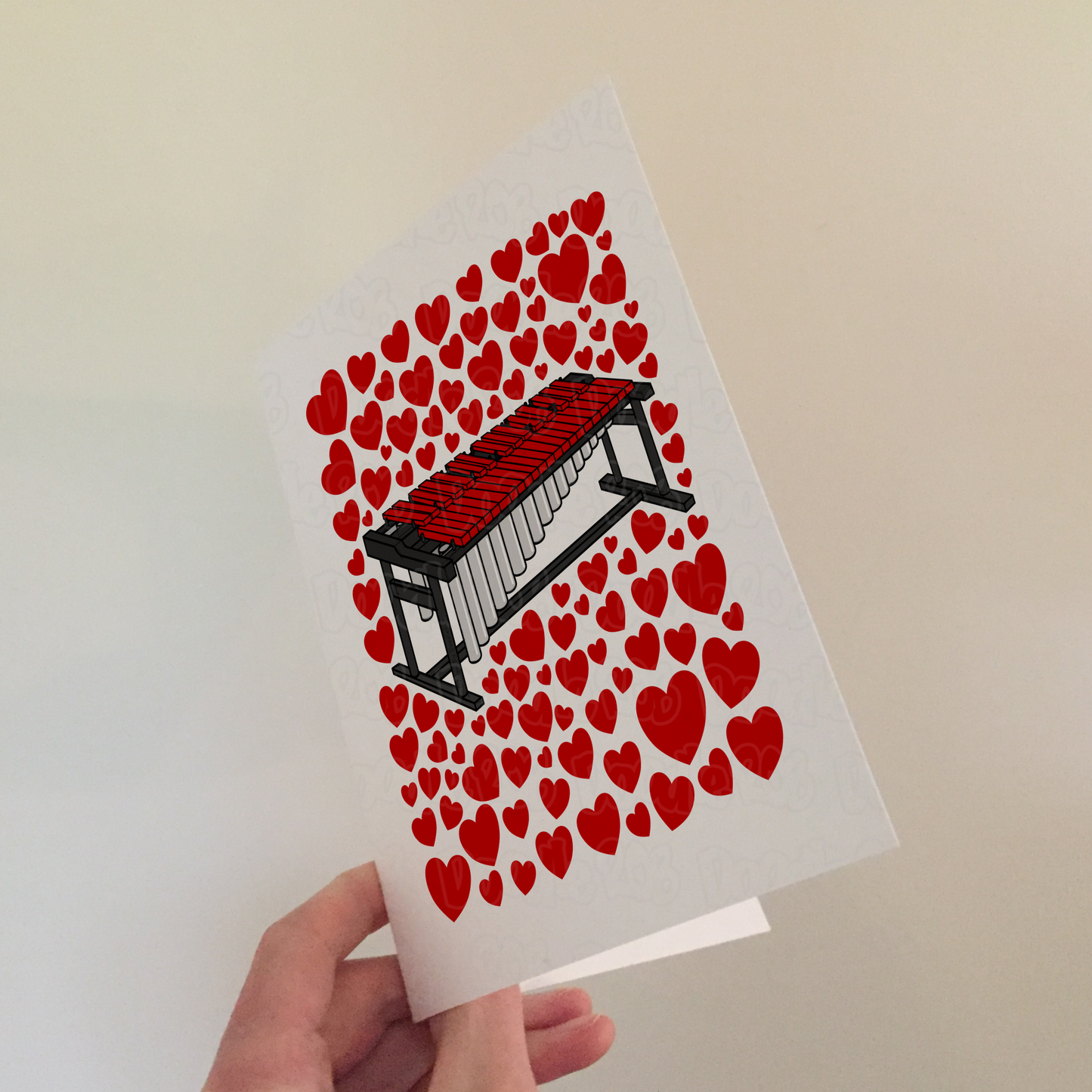 Marimba With Hearts Greeting Card - Marimbist Musician Valentines Anniversary Card