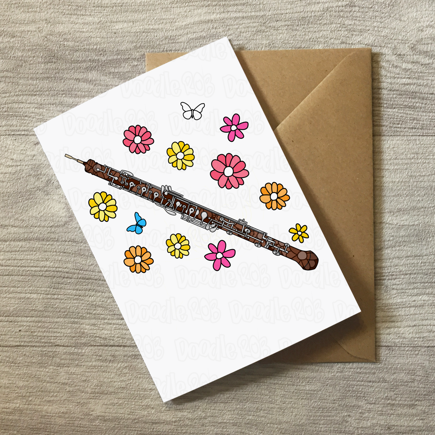 Floral Oboe Greeting Card - Female Oboist - Musician Greeting Card