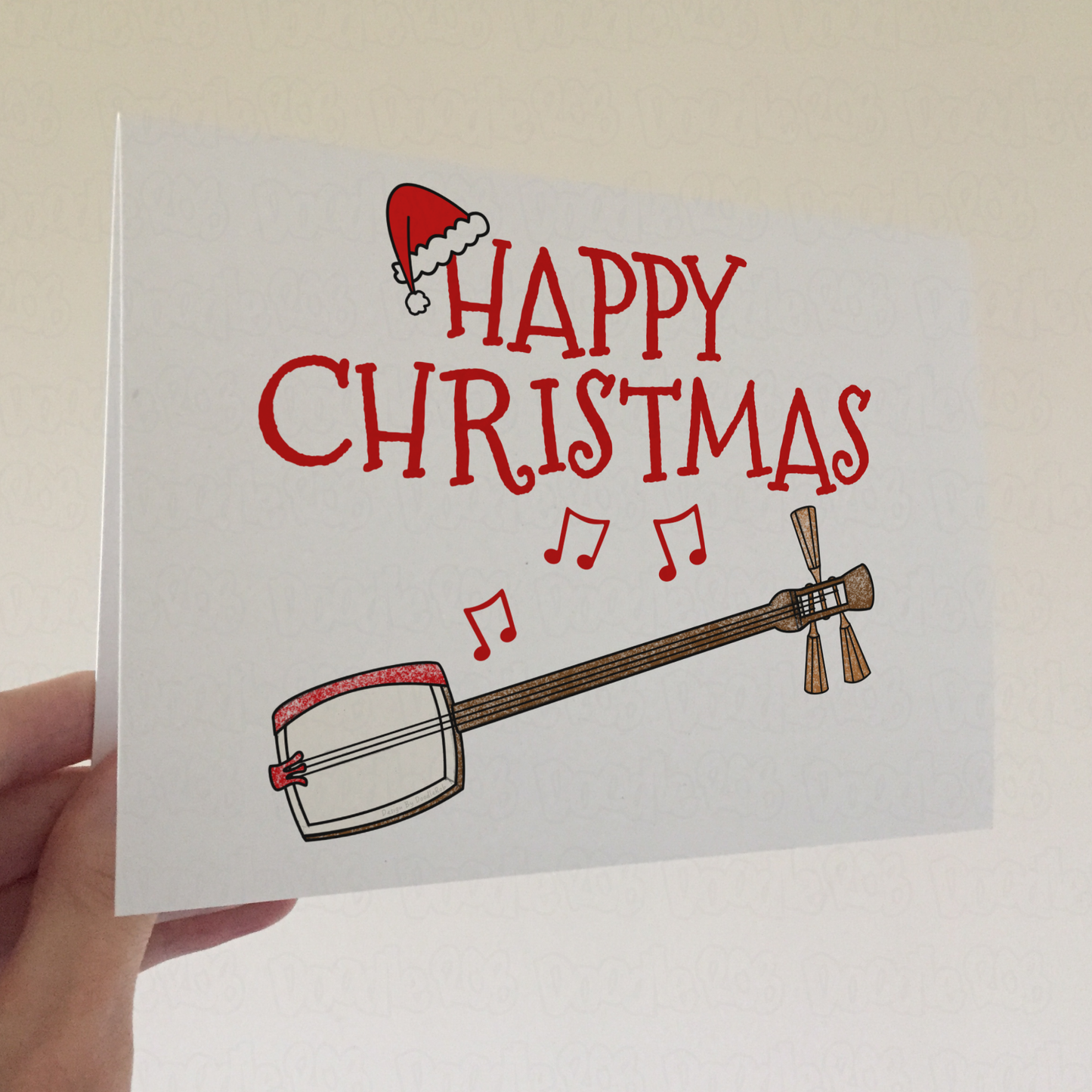 Shamisen Christmas Card - Shamisen Player Xmas Gift - Japanese Music Gift