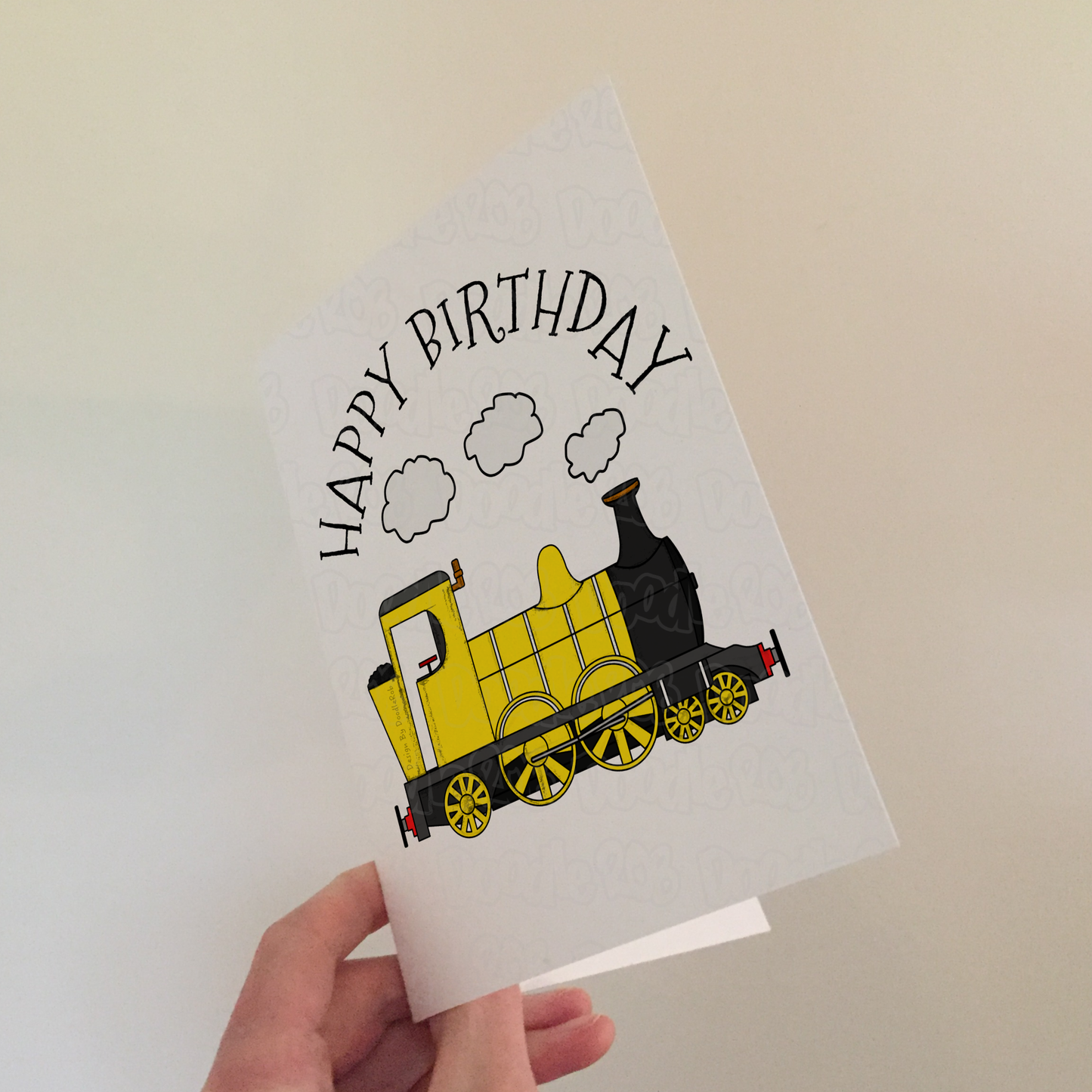 Train Birthday Card (Yellow) - Steam Train Card - Rail Enthusiast Greeting Card