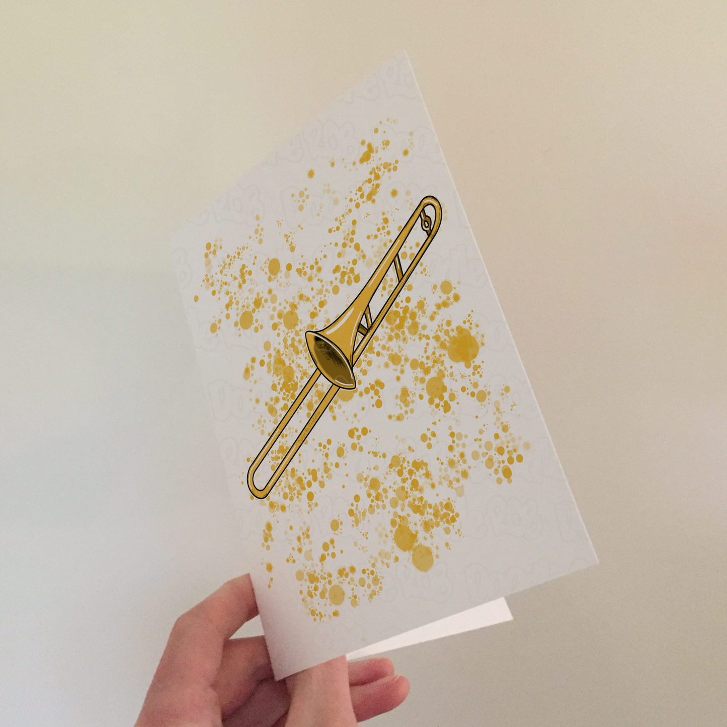 Trombone Greeting Card (Paint Splatter) - Trombonist Birthday Card - Trombone Teacher Card