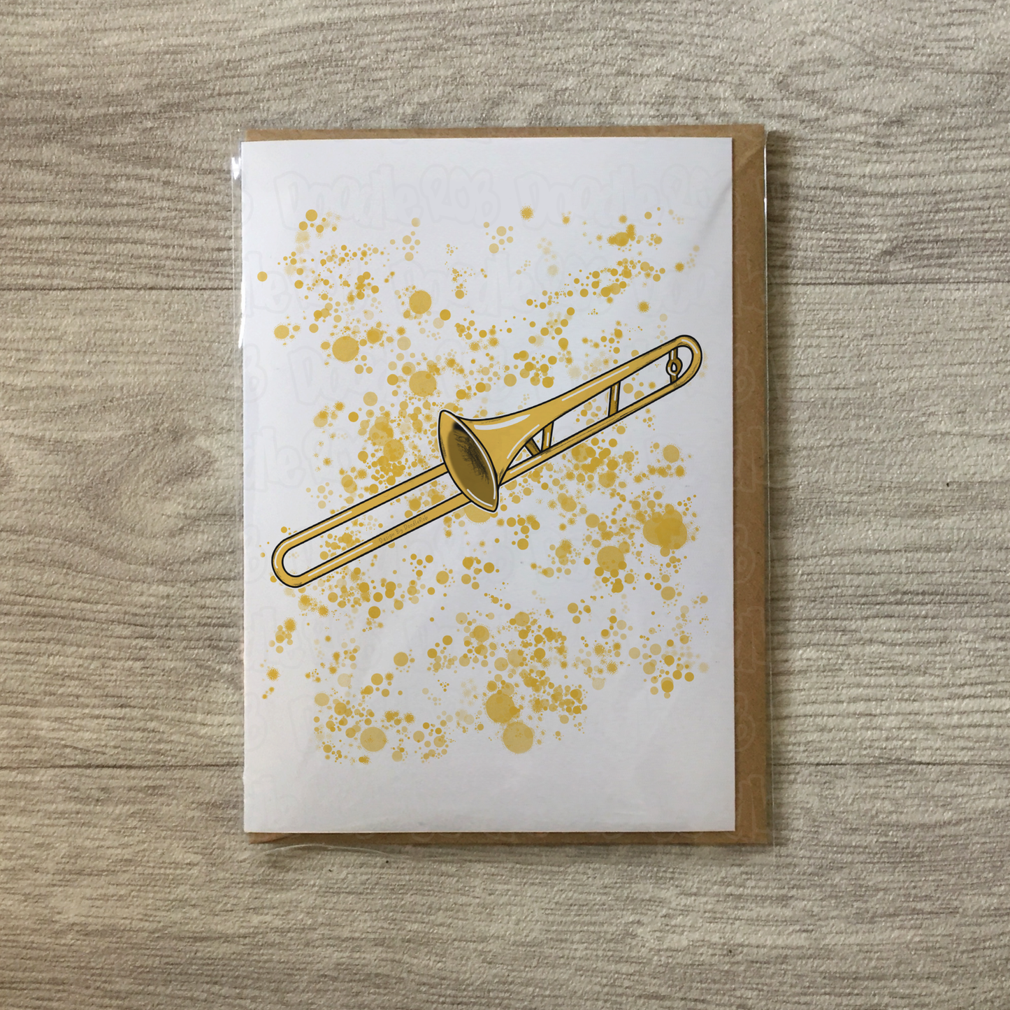 Trombone Greeting Card (Paint Splatter) - Trombonist Birthday Card - Trombone Teacher Card