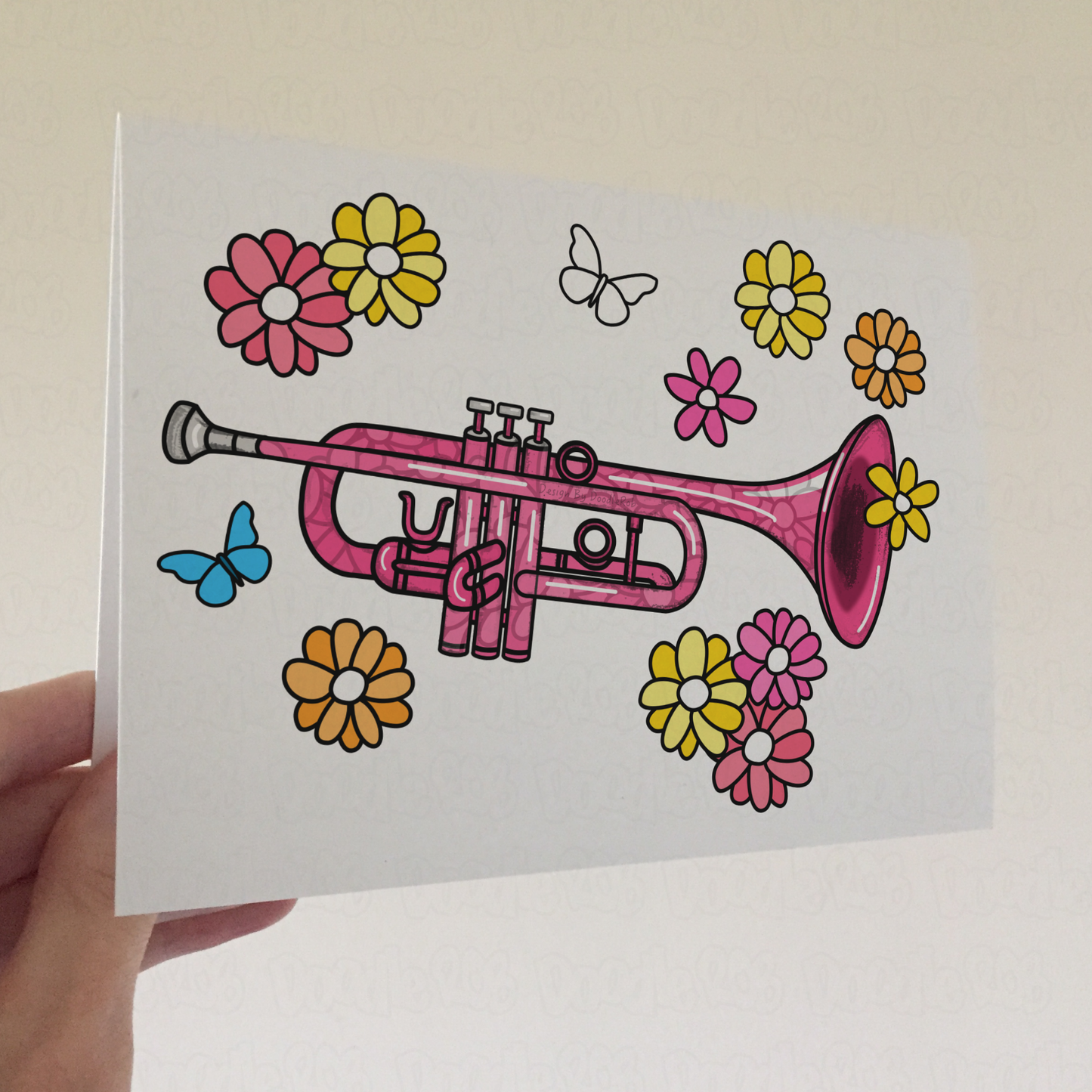 Floral Trumpet Greeting Card - Female Brass Musician