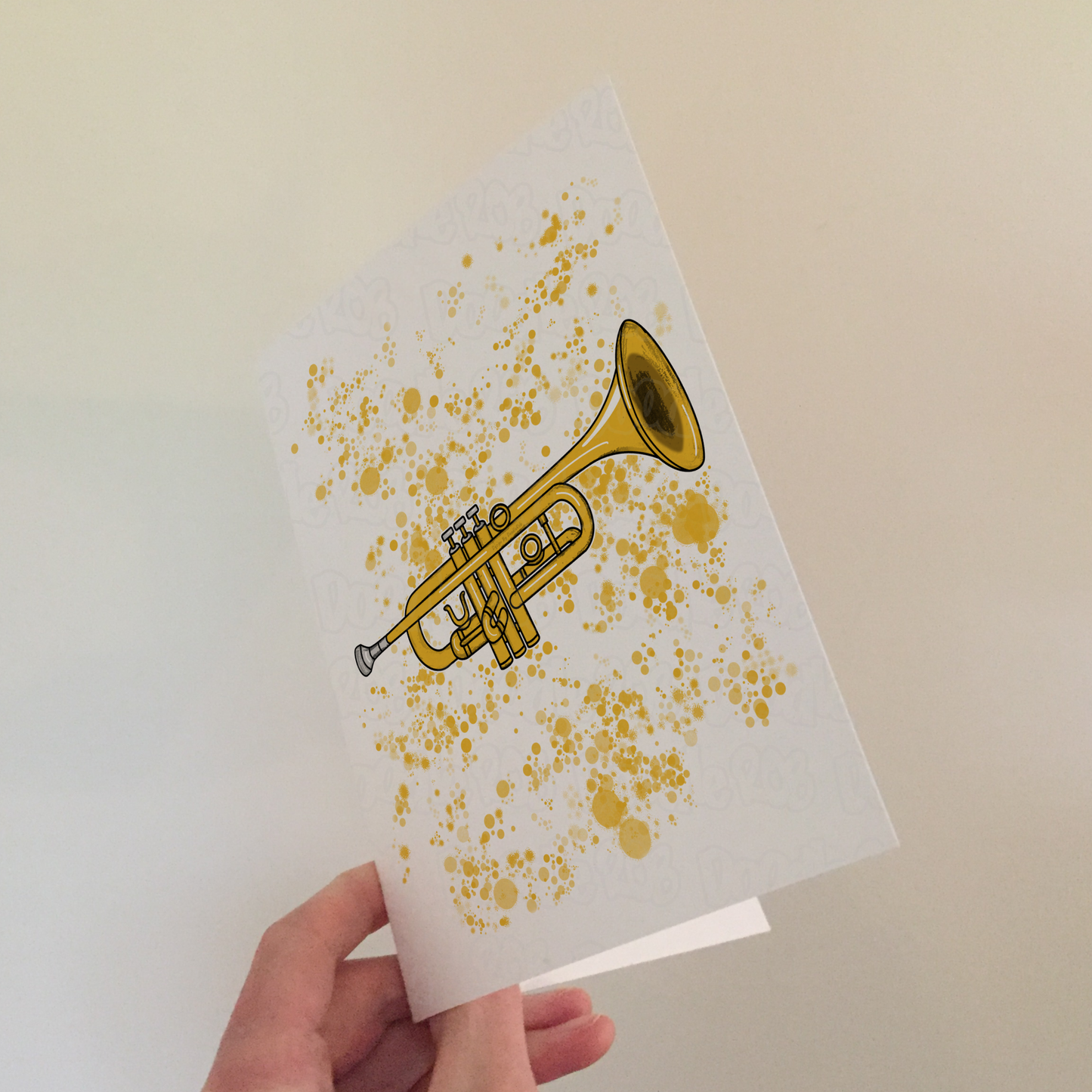 Trumpet Greeting Card (Paint Splatter) - Trumpeter Birthday Card - Brass Musician Card