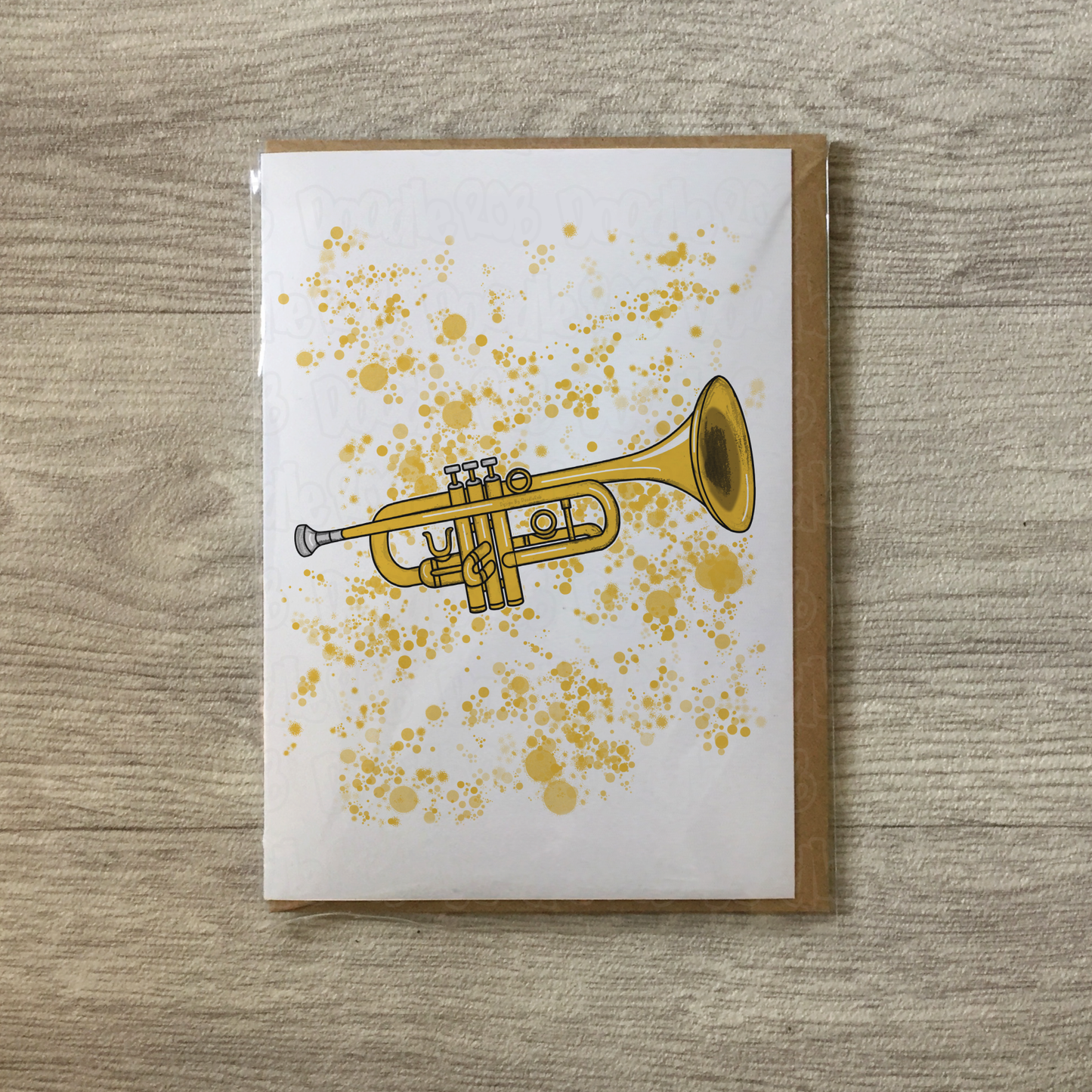 Trumpet Greeting Card (Paint Splatter) - Trumpeter Birthday Card - Brass Musician Card