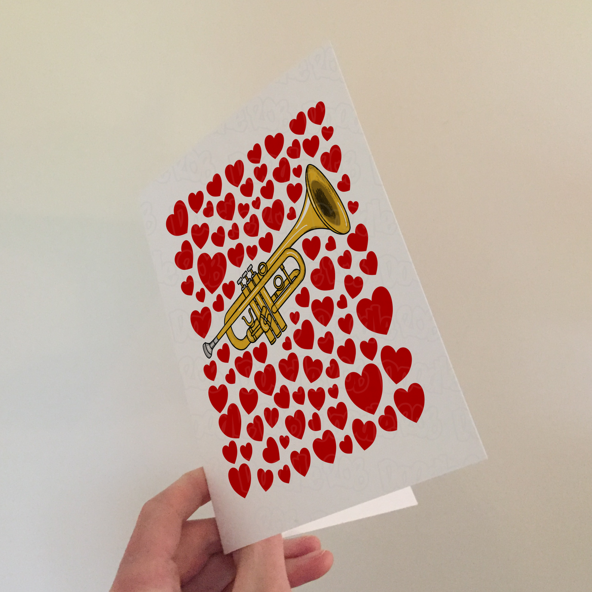 Trumpet With Hearts Greeting Card - Trumpeter Musician Valentines Anniversary Card